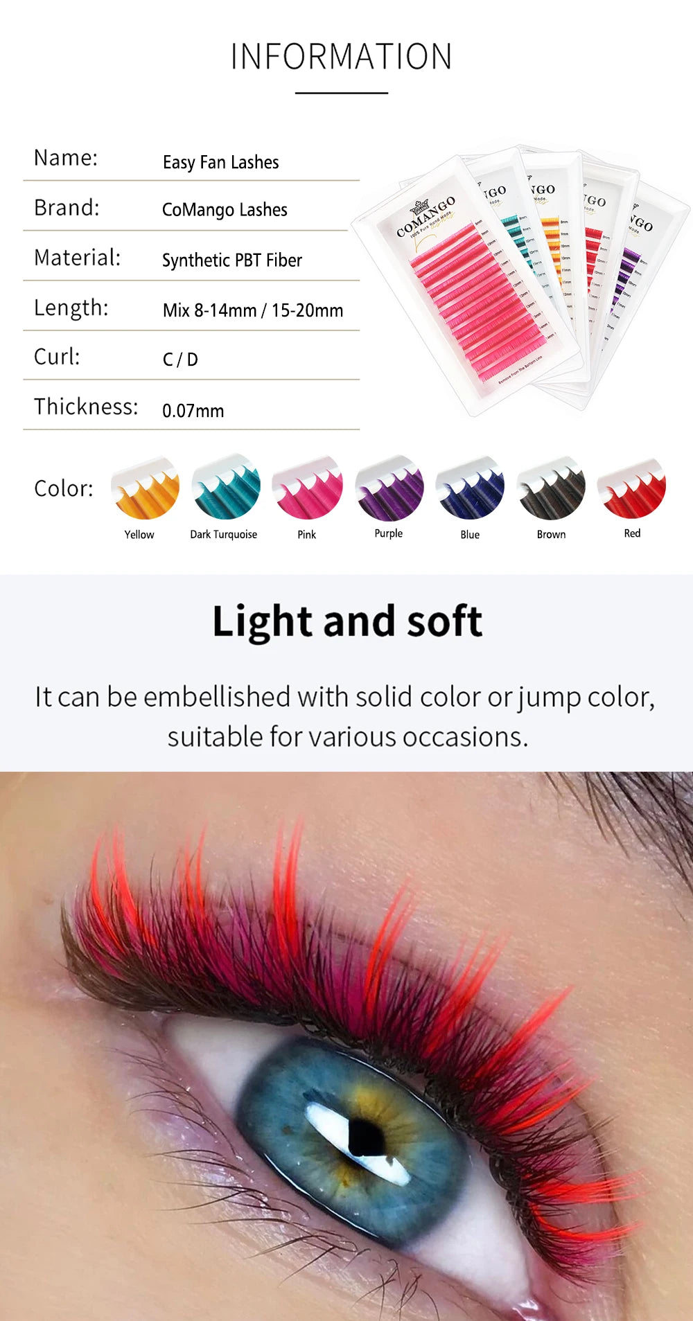 Dark Brown Easy fan Eyelash Extension Mix Mink Individual Ombre Eyelash Lashes High Quality Colorful Blooming Lashes Extension