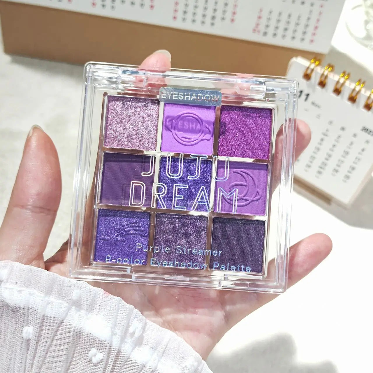 Purple tassel nine-color eyeshadow, smoked violet makeup, pearlescent matte, nine-square grid color eyeshadow palette