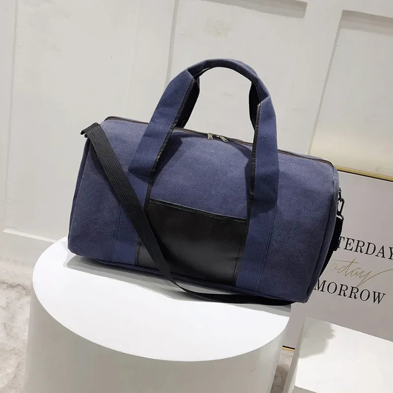 Canvas Simple Travel Luggage Handbags Solid Durable Duffel Shoulder Bags Crossbody Weekend Carry Organizer for Men Women