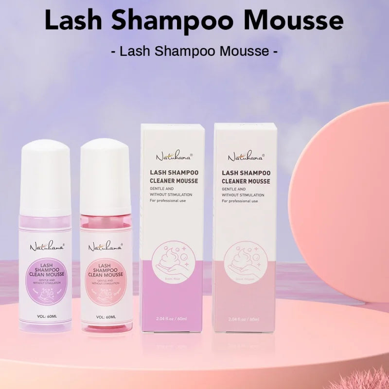 Natuhana 60ml Eyelash Extension Shampoo Mousse False Eyelashes Glue Accessories Lash Cleaning Foam No Stimulation Makeup Tools