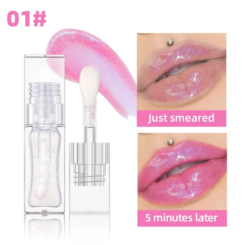 Mirror Lip Gloss Temperature Color Change Lipstick Lasting Moisturizing Glitter Lipstick Gloss Pearlescent Pink Clear Lip Glaze