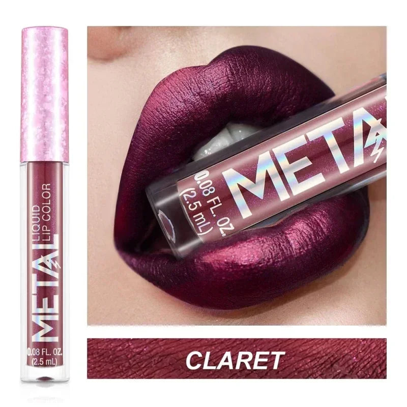 Waterproof Pearl Matte Lipstick Long Lasting Non-Stick Cup Lip Glaze Shimmer Glitter Metallic Lip Gloss Lips Makeup Cosmetics