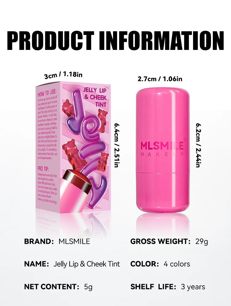 Water Jelly Tint Stick, Milk Cooling Water Jelly Tint Lip Gloss, Milk Jelly Tint Jelly Blush Stick, Sheer Lip & Cheek Stain