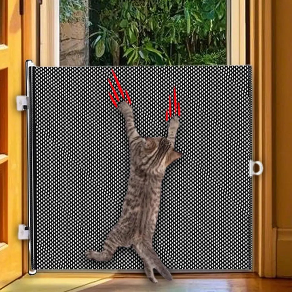 Dog Gate Retractable Pet Safety Gate Wide Pet Isolation Gate Indoor Mesh Fence for Dogs And kitten for Doorway Stairs Balcony