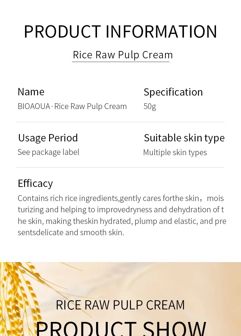 Rice Puree Face Cream Moisturizing Hydrating Whitening Face Cream Original Korean Face Beauty Skincare