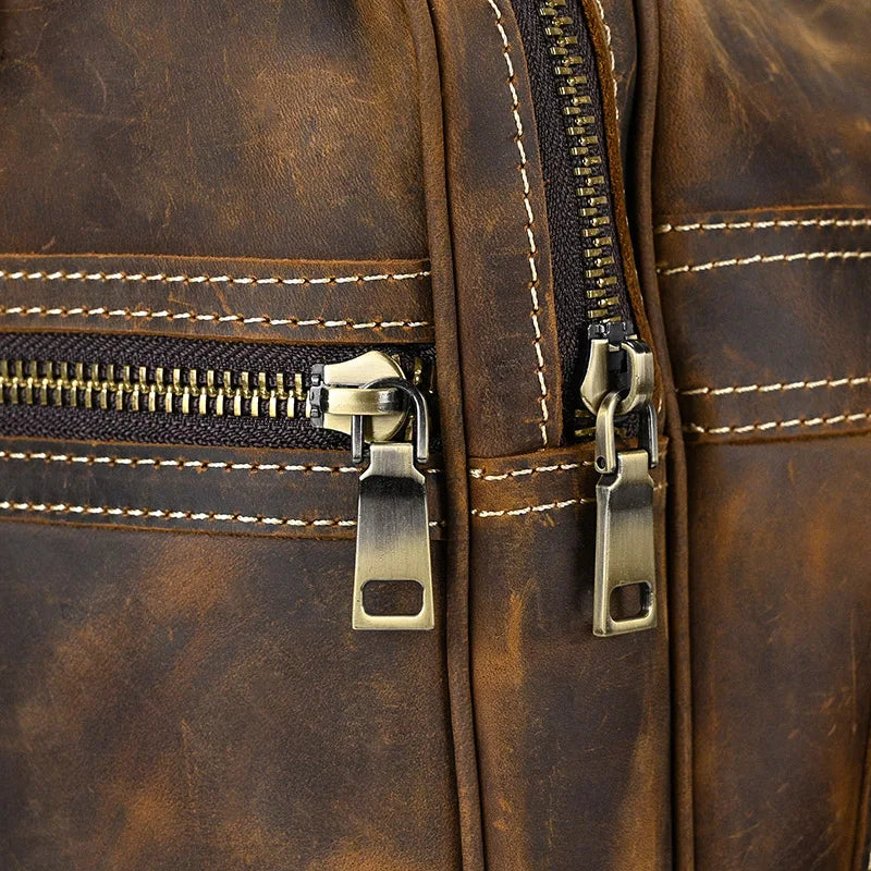 Luufan Crazy Horse Leather Men's Travel Bag Big Travel Duffel Durable Cowhide Weekend Bag Man Genuine Leather Luggage Tote Bag