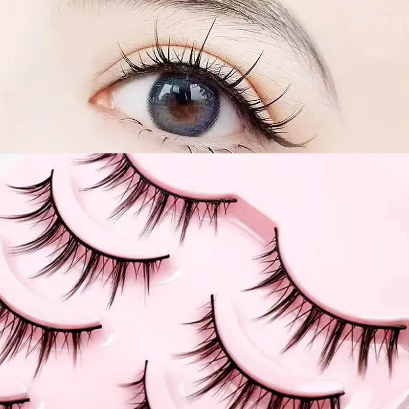 New 5 Pairs Manga Lashe Soft Natural Eyelashes Thick False Eyelashes Demon Eyelashes Daily Dating Makeup Eyelashes Lashes Wispy