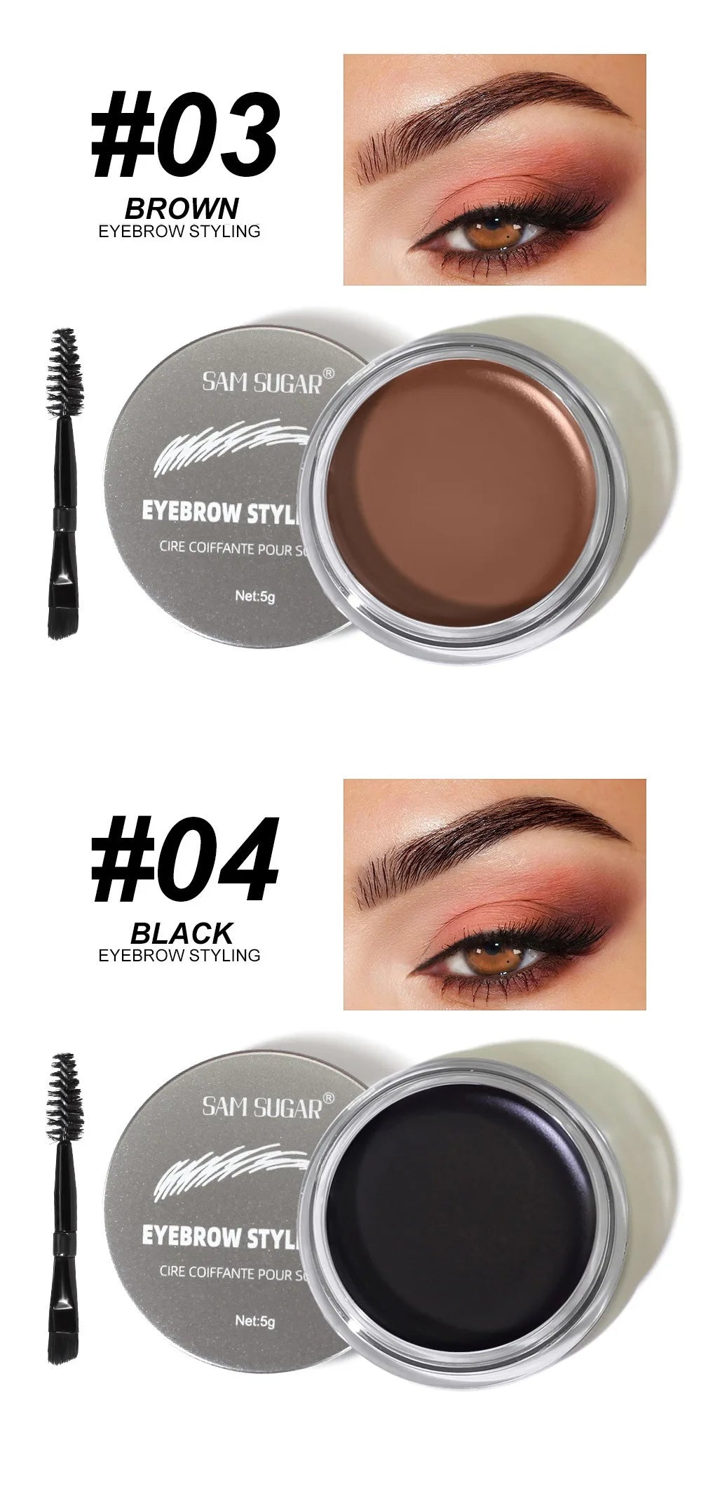 Long Lasting Eyebrow Styling Wax Soap with Brush Waterproof Gel Texture Transparent Coffee Brown Eye Brow Tint Cosmetics Makeup