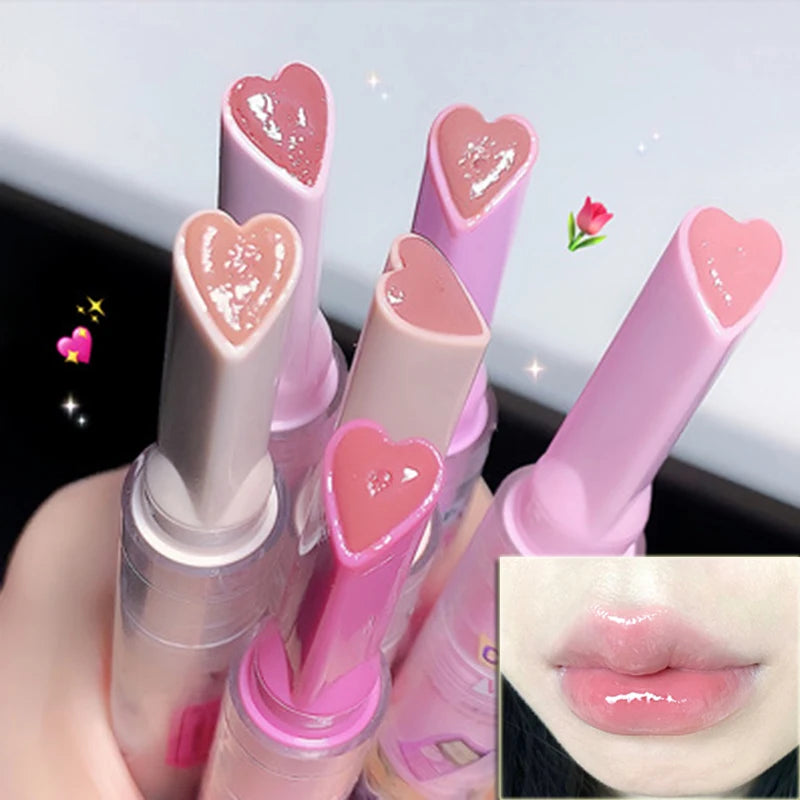 CAPPUVINI Love Shape Lipstick Flower Jelly Water Lip Gloss Clear Light Hydrating Lip Tint Non-stick Cup Korea Cosmetic