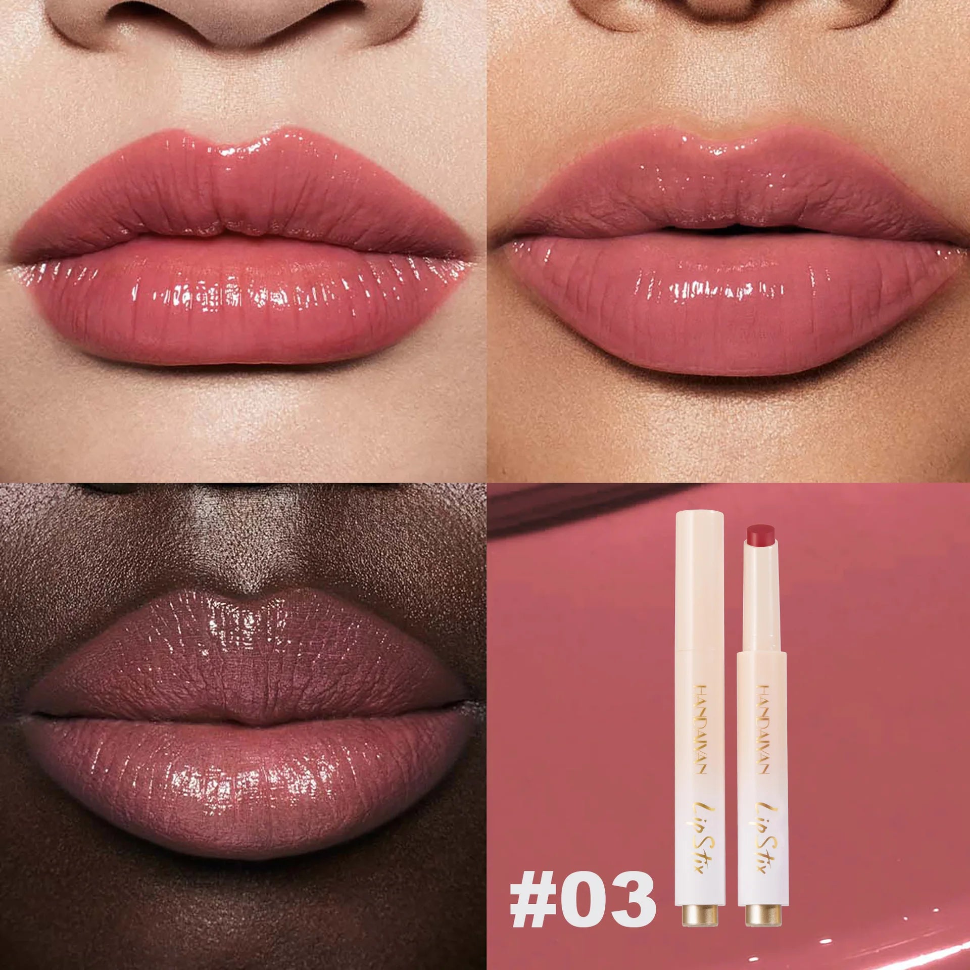 HANDAIYAN 8-color hydrating mirror color pressed lipstick pencil pearl long-lasting moisturizing hydrating lipstick pen