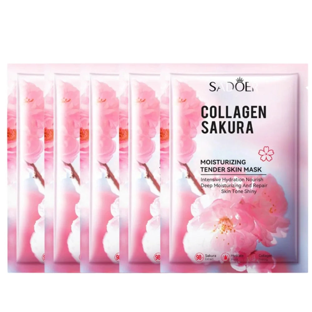 Sakura Collagen Face Mask Moisturizing Lifting Firming Essence Reduces Wrinkles Fine Lines Brighten Facial Mask Beauty Skin Care