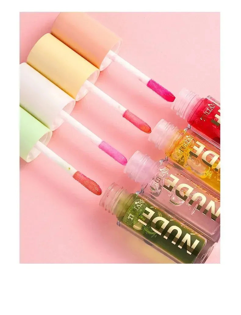 4 Colors Fruit Lip Oil Moisturizing Lip Plump Clear Hydrates And Shines Mirror Water Gloss Lip Glaze Liquid