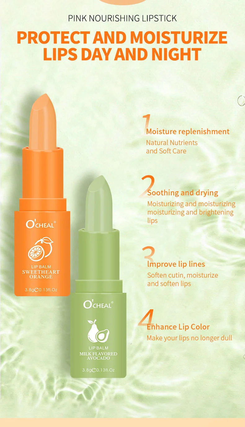 Honey Avocado Lip Balm&Lip Gloss Set PH Color Change Moisturizing Long Lasting Light Pink Lipstick Lips Makeup for Women