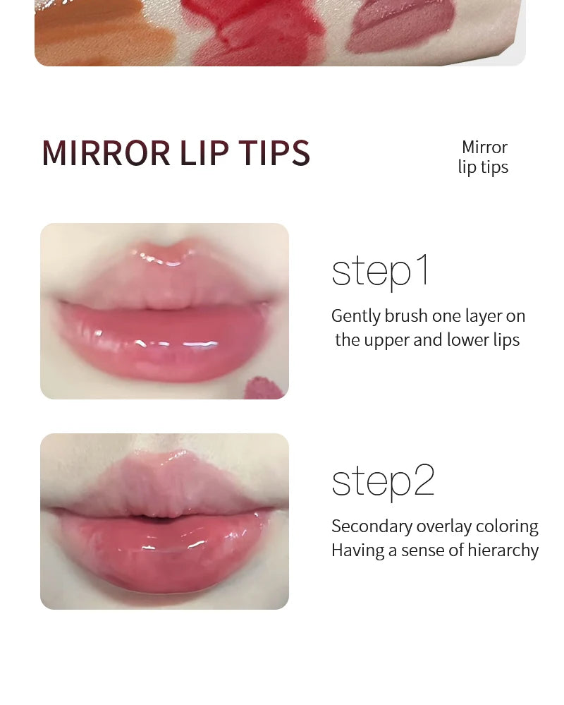 HERORANGE Color-Cooling Shimmering Lip Gloss Hydrating Silky Long-Lasting Color-Dyeing Clear Watery Mirror Lip Glaze
