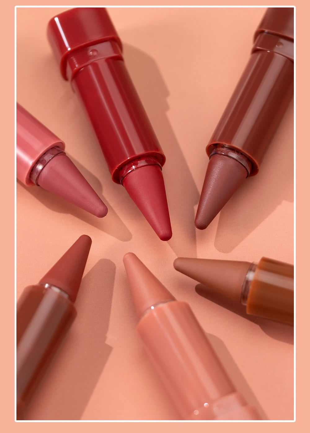 QIBEST 6 Color Matte Lipliner Lipstick Waterproof Lip Stain Lipstick Natural Nude Pink Lip Liner Outline Lips Contour Makeup