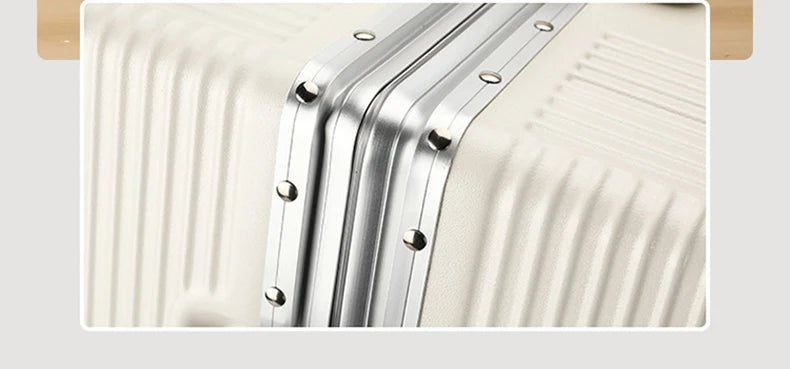 Front open trolley suitcase with cup holder travel luggage pull rod Aluminum frame Large capacity usb charging carry on suitcase