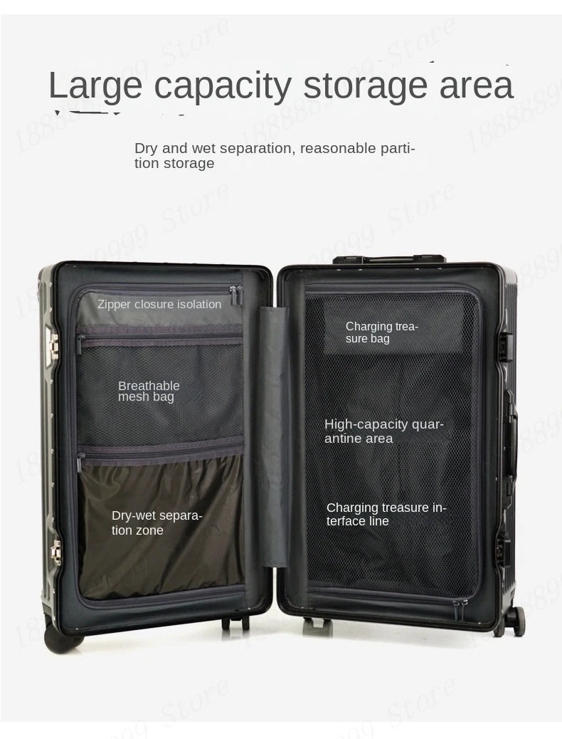 Large Capacity Luggage Aluminum Frame Suitcase Trolley Case PC TSA Lock Suitcases Travel Bags Oversized 24/26/28/30 inch