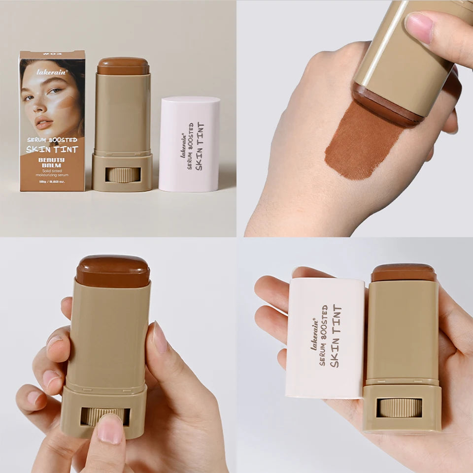 Foundation Tint Stick Balm Serum Boosted Skin Tint Foundation Stick Plumper Hight Coverage Travel Bronze Foundation Stick Makeup