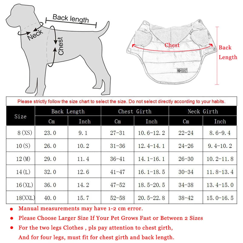 Waterproof Winter Pet Clothes For Small Dogs Thick Warm Puppy Cat Dog Jacket Coat Chihuahua French Bulldog Clothes With Hood