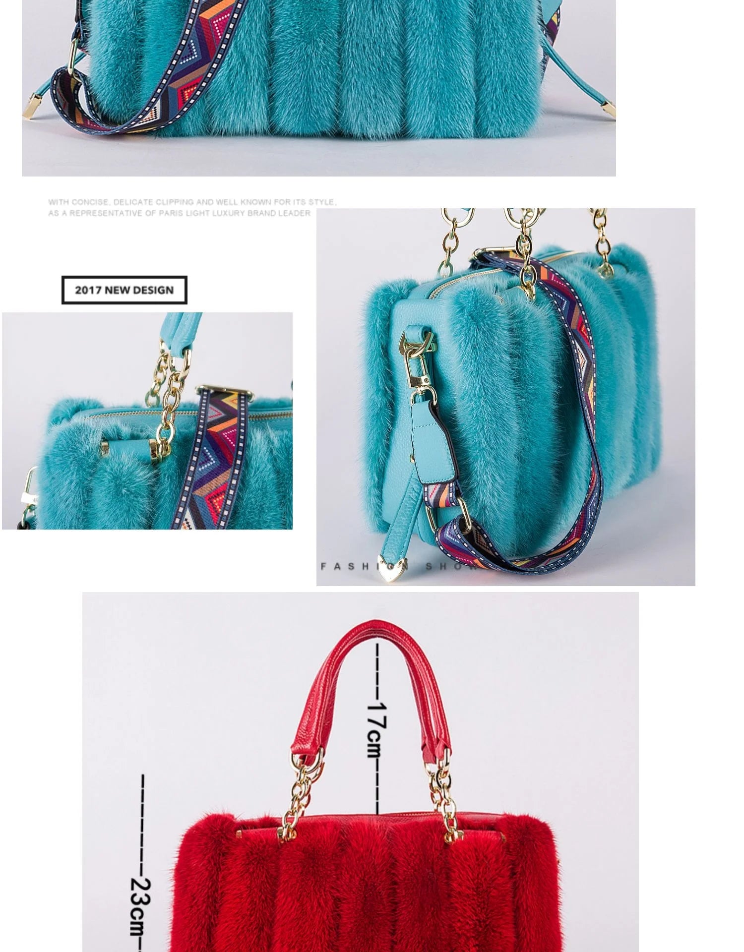 2021 New Mink Fur Bag Women Luxury Handbags Elegant Ladies Single Shoulder Bag Female Leather Solid Color Party Hand Bag