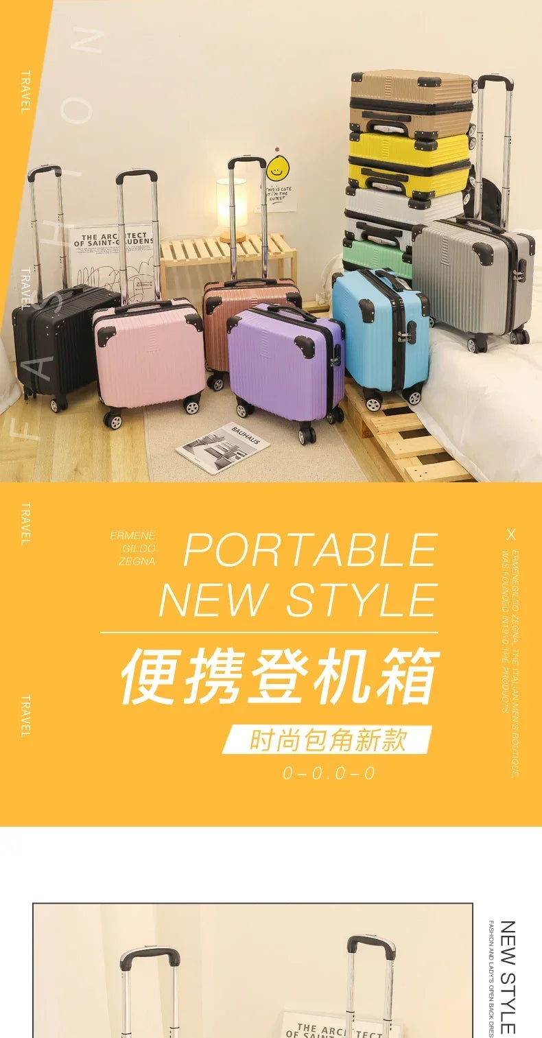 Mini Small 18-Inch Travel Boarding Suitcase Luggage Student Japanese-Style Retro Lightweight Password Trolley Case