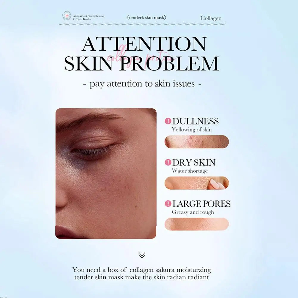 Sakura Collagen Face Mask Moisturizing Lifting Firming Essence Reduces Wrinkles Fine Lines Brighten Facial Mask Beauty Skin Care