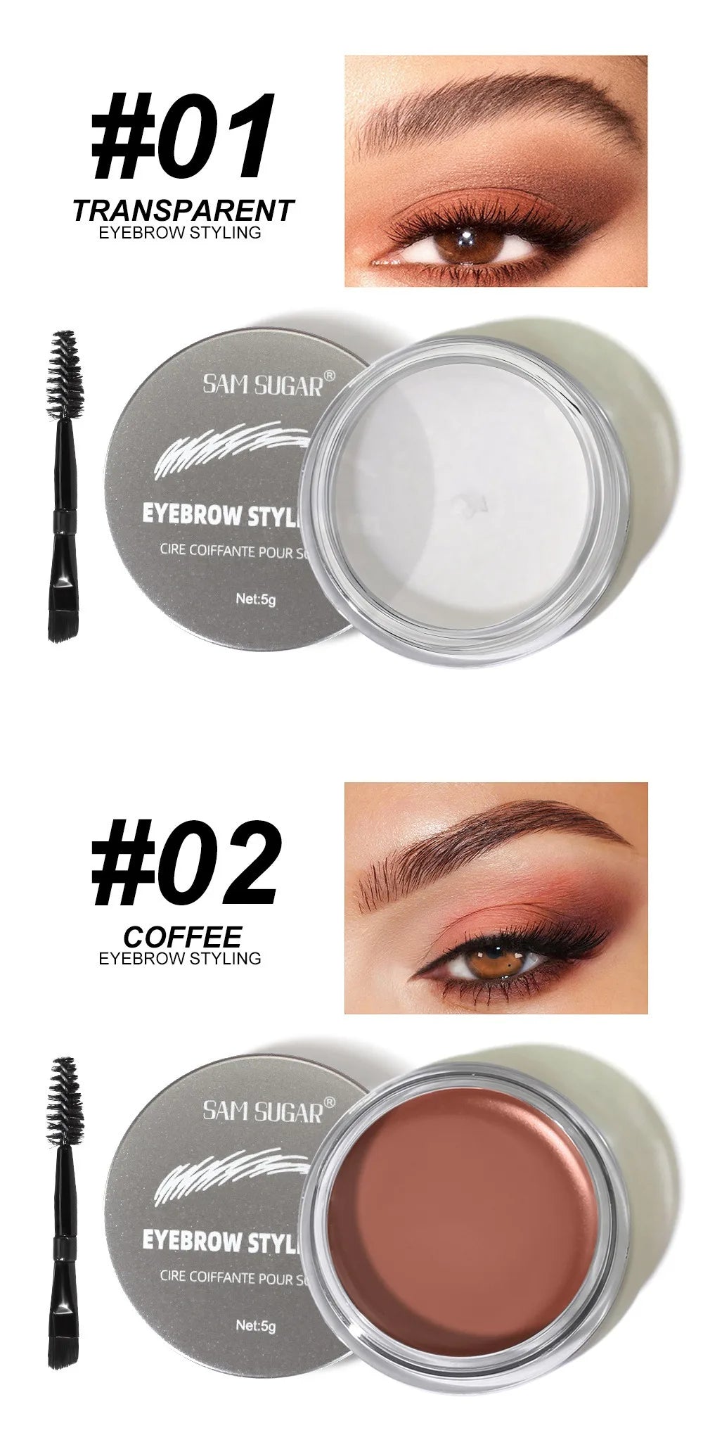 Long Lasting Eyebrow Styling Wax Soap with Brush Waterproof Gel Texture Transparent Coffee Brown Eye Brow Tint Cosmetics Makeup