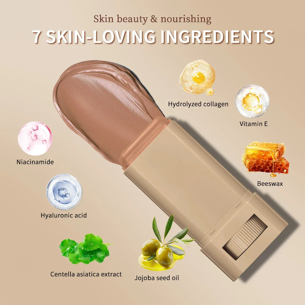 Foundation Tint Stick Balm Serum Boosted Skin Tint Foundation Stick Plumper Hight Coverage Travel Bronze Foundation Stick Makeup