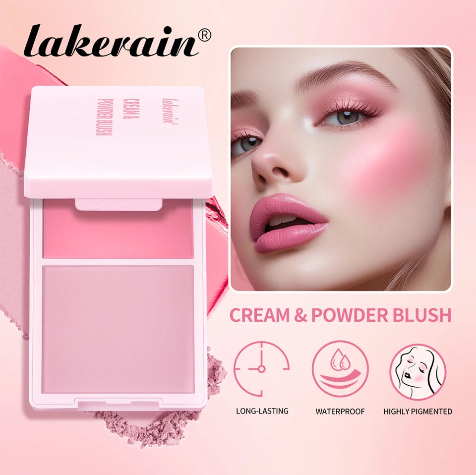 Cream&Powder Blush Palette Natural Long-lasting High Pigment  Blush Makeup Contour Powder Beauty Peach Pink Korean Makeup Blush