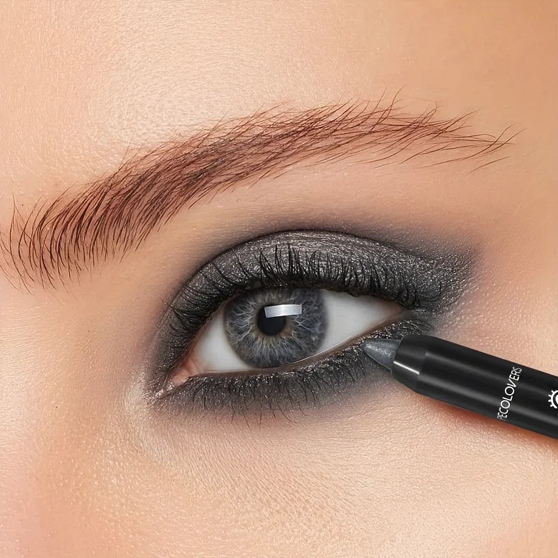 Pearlescent Eyeshadow Pencil Stick Highlight Stick, Black & Grey Shimmer Eye Shadow Pen with Eyeliner, 1pc
