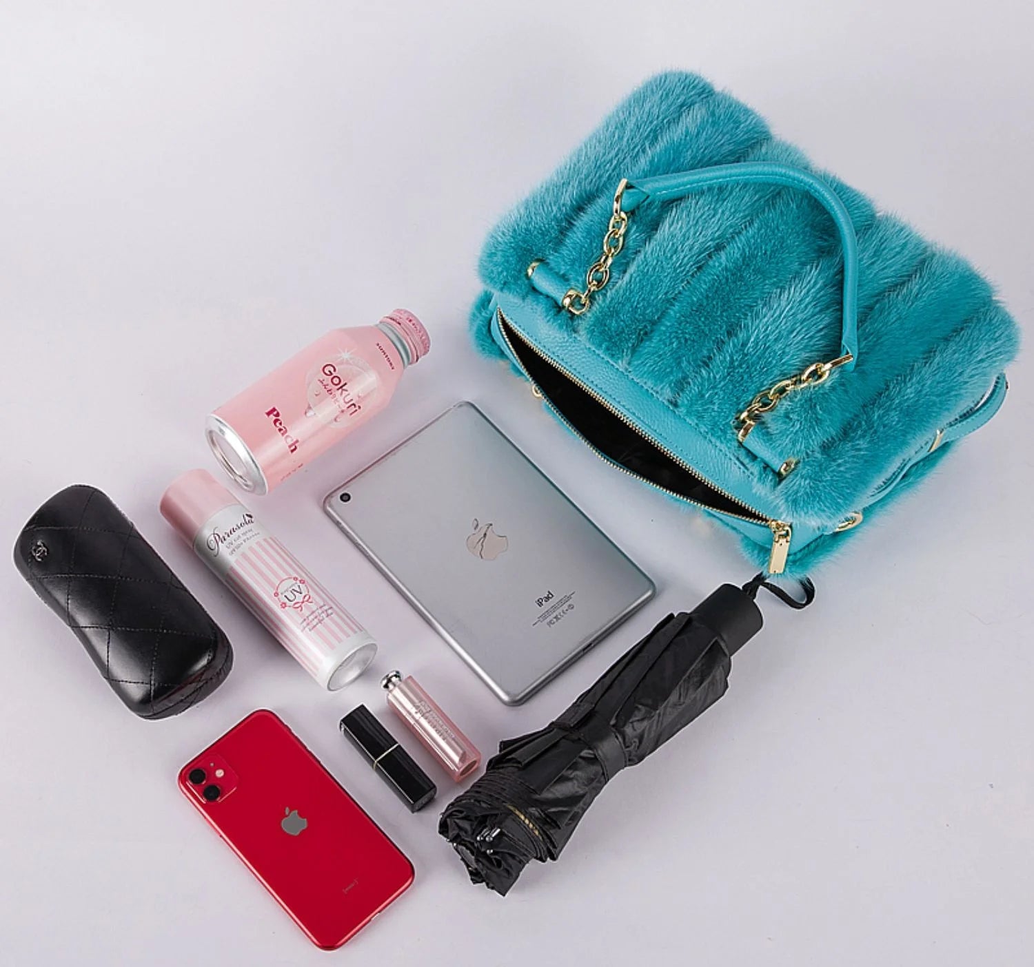 2021 New Mink Fur Bag Women Luxury Handbags Elegant Ladies Single Shoulder Bag Female Leather Solid Color Party Hand Bag