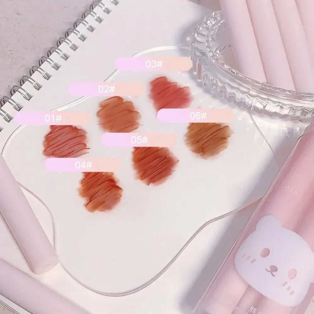 6pcs Set Cute Pink Lip Glaze Waterproof Liquid Lipstick Beauty Cosmetics Mirror Water Lip Gloss Lipgloss Gift Set Lips Makeup