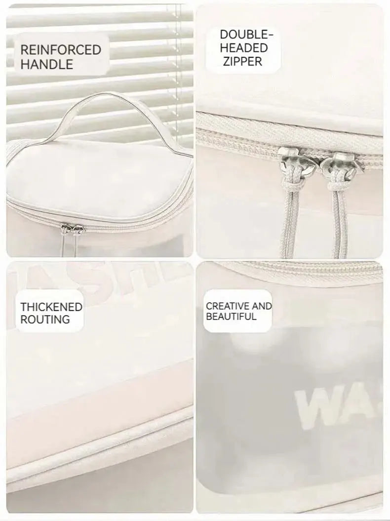Cosmetic Bag Large Capacity PVC Waterproof Transparent Bag Outdoor Travel Wash Makeup Brush Storage Bag