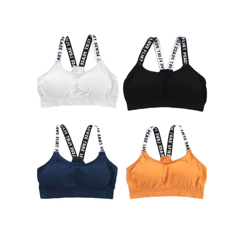 4Pcs Suitable for 40-65kg underwear women without underwire integrated with chest cushion back heart wrap chest fitness yoga