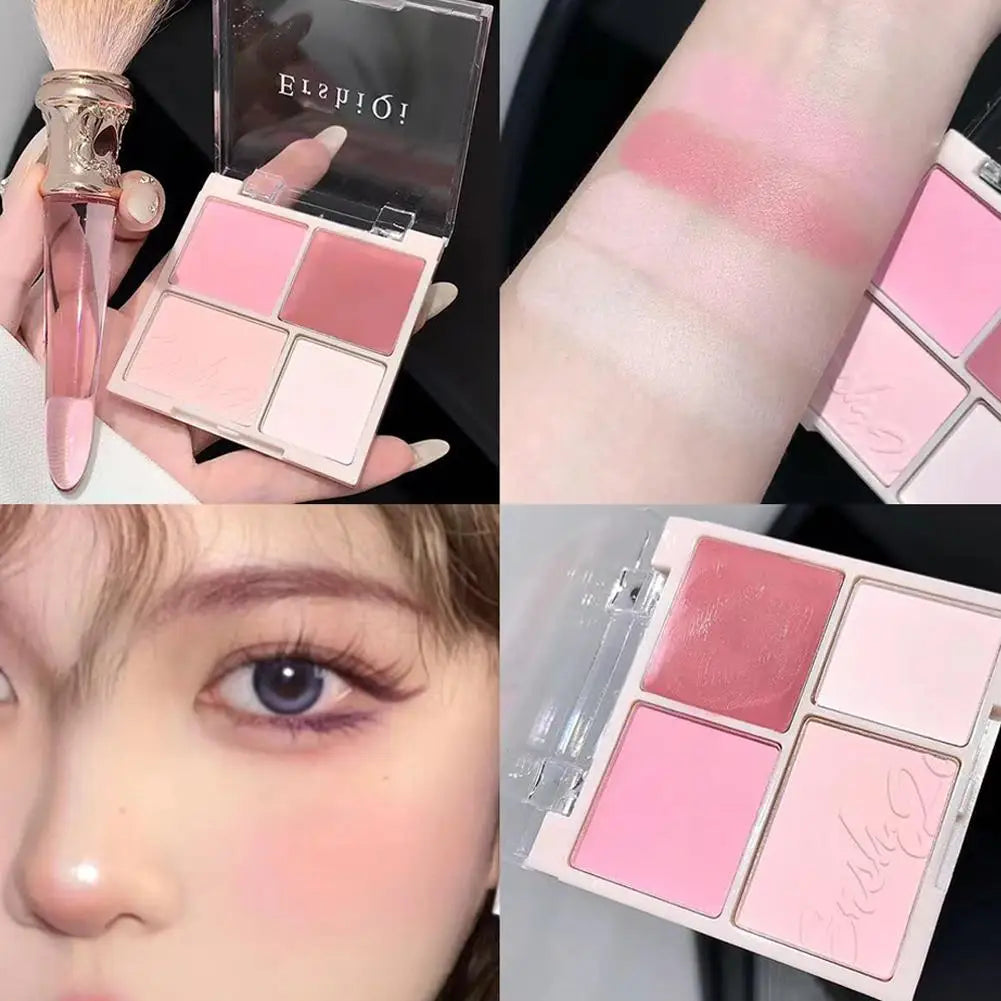 4 Colors Concealer Blush Cream Matte Highlight Contour Makeup All-in-one Palette Rose Hawthorn Cheek Tint Blusher Powder Makeup