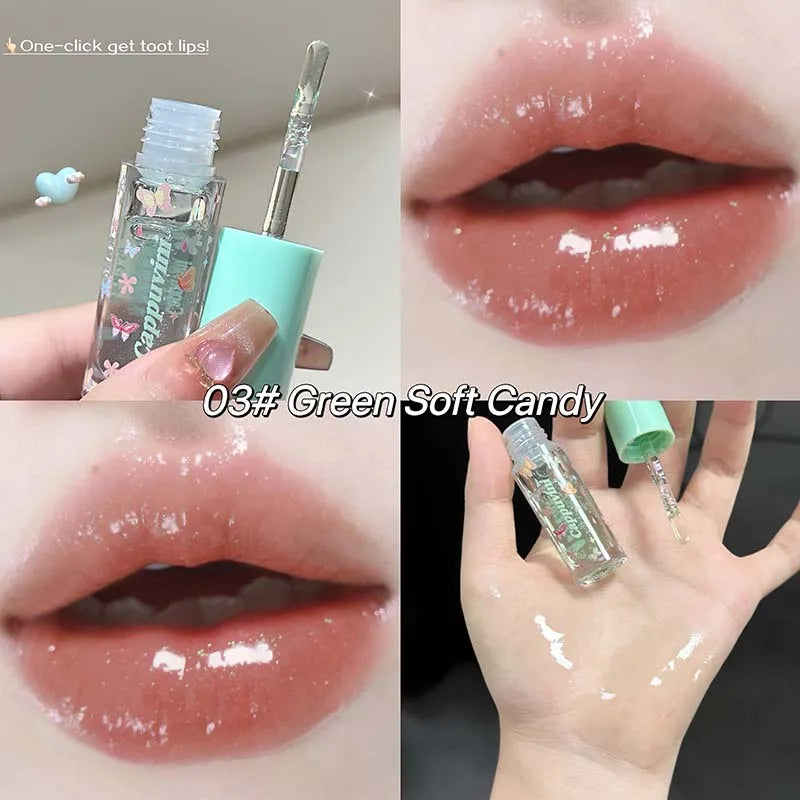 Moisturizing Water Light Lip Gloss Shimmer Transparent Jelly Mirror Lip Glaze Crystal Clear Hydrating Plumping Lip Gloss Makeup
