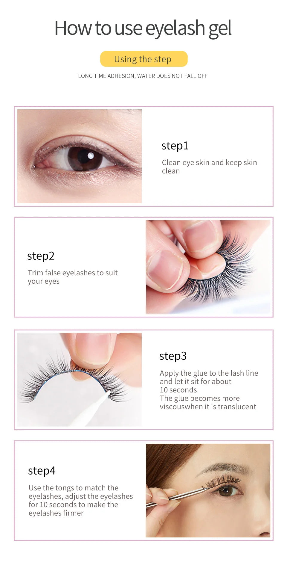 Eyelashes Glue Black & White Waterproof Lash Glue Cosmetics Tools for Mink Lashes