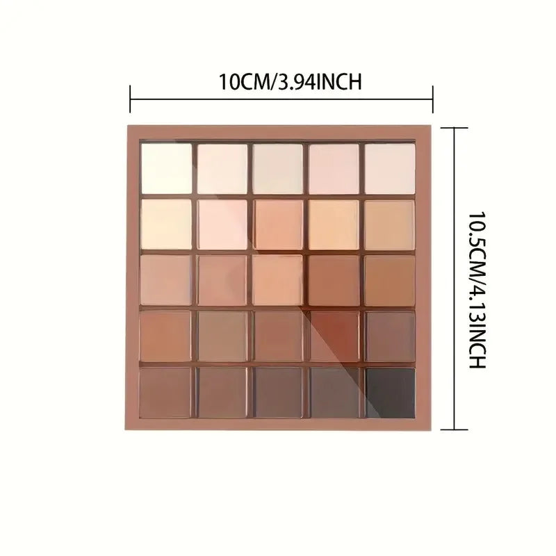 25 Shades Matte Finish Eyeshadow Palette, Neutral Grey Brown Earth Tones, Matte & Shimmer Finishes For Versatile Makeup Looks