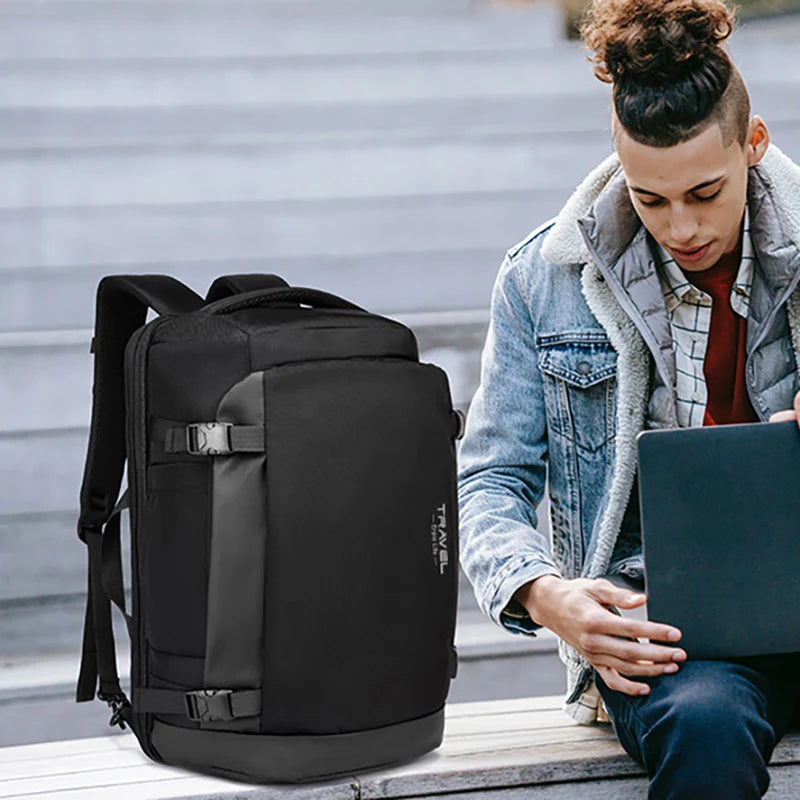 Travel Duffel Bags Expandable Business Backpacks Laptop Bag Large Luggage Rucksack Waterproof Weekender Pack with Shoe Pocket