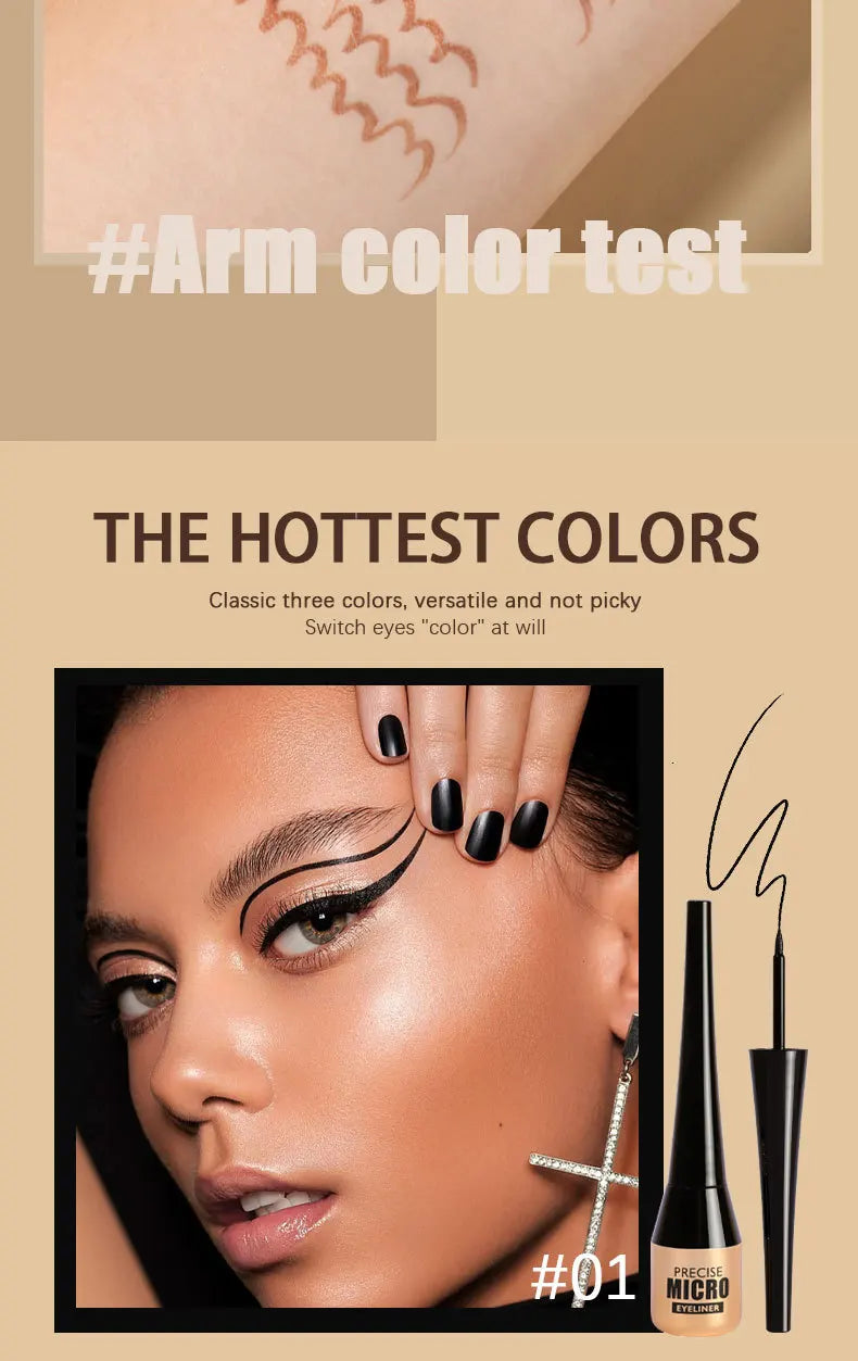 Waterproof Eyeliner Pen Quick-dry Permanent Stain-free Matte Smooth Ultra-fine Liquid Touch-up Eyeliner Cosmetics