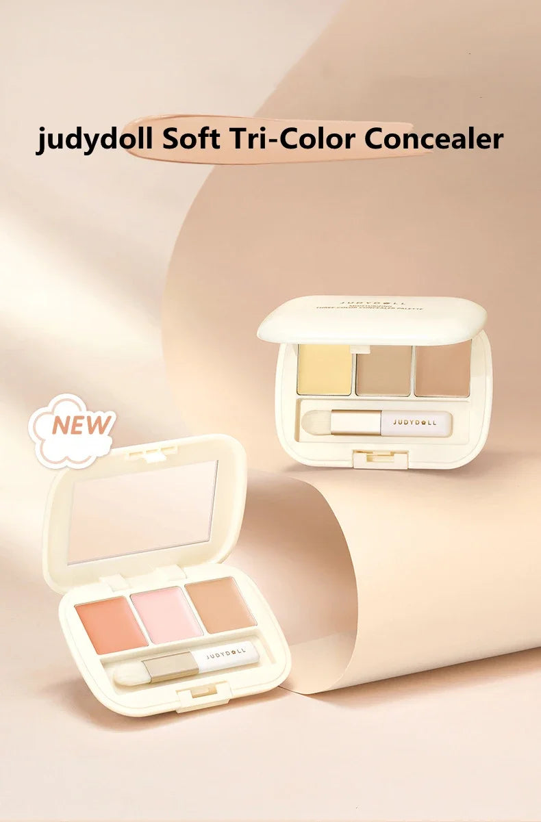 Judydoll Three-Color Concealer Palette Blemishes Spots Acne scars Covering Tear troughs Filling
