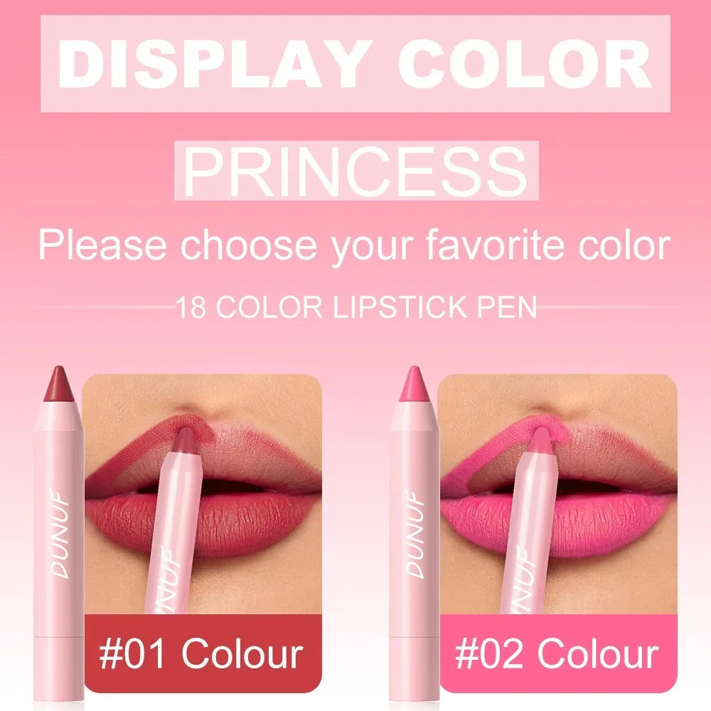 Sexy Dark Red Brown Lipstick Pencil Matte 18 Colors Lip Liner Crayons Rich Full Color Lip Tint Silky Natural Creamy Texture Pen
