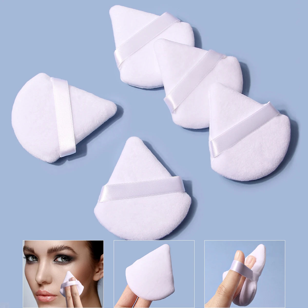 5Pcs Black Triangle Powder Puff For Loose Powder Liquid Cosmetic Soft Plush Powder Puff Makeup Foundation Puff Makeup Tool
