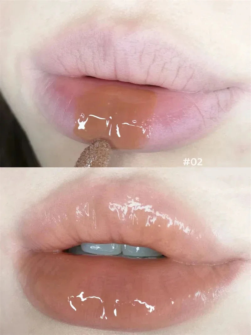 Punk Dark Brown Mirror Water Lip Gloss Red Lip Glaze Transparent Glass Lip Oil Waterproof Liquid Lipstick Clear Tint Makeup New