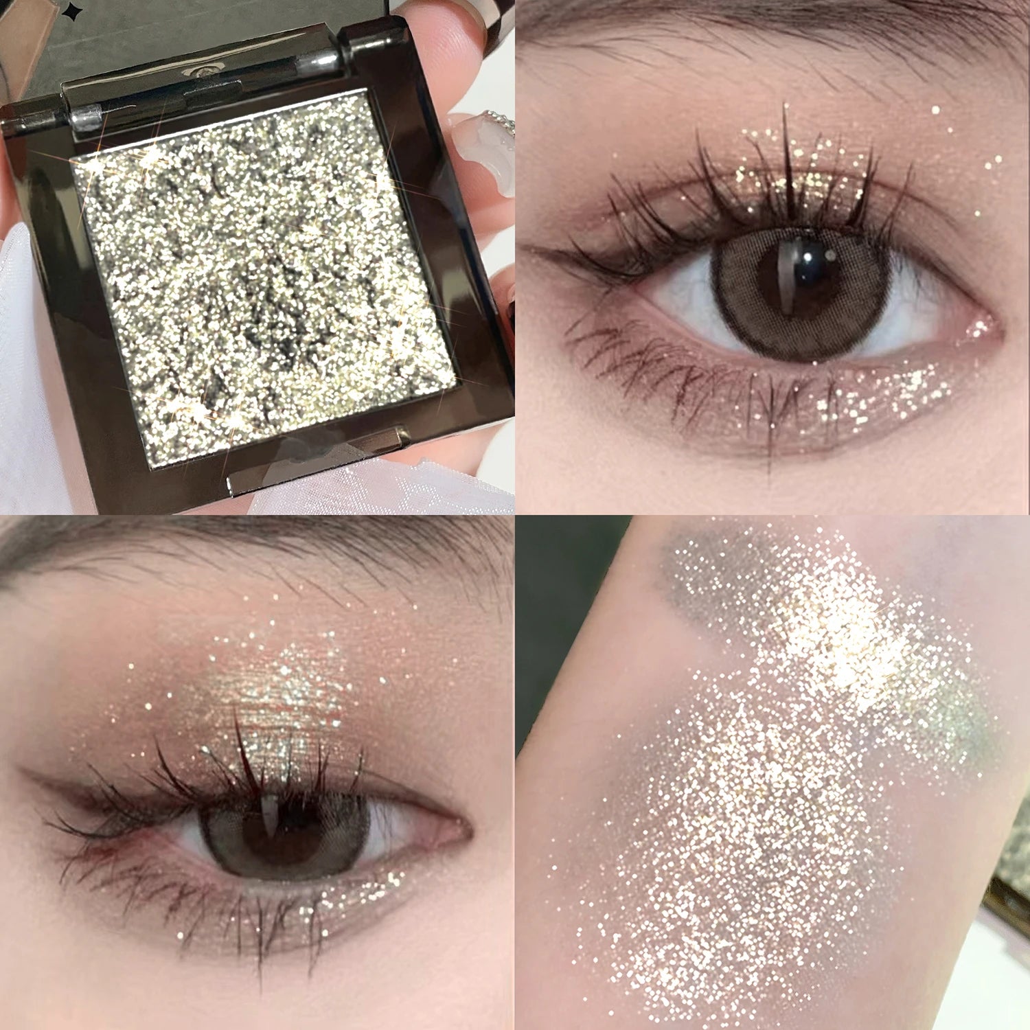 HISYI Dark Magic Monochrome Eye Shadow Pearlescent Matte Sequin Glitter Powder Eye Makeup Brightening Natural Makeup