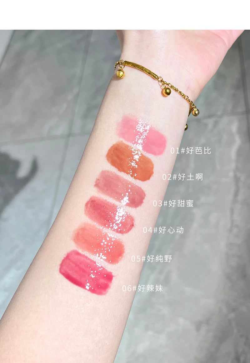 CAPPUVINI Love Shape Lipstick Flower Jelly Water Lip Gloss Clear Light Hydrating Lip Tint Non-stick Cup Korea Cosmetic