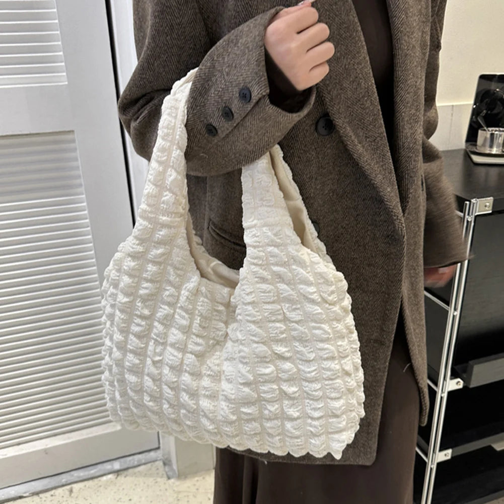 Elegant Handbag Pleated Cloud Bag Female Candy Color Large Capacity Shoulder Bag Handbags Shopping Girls Pouch Tote Bolsas