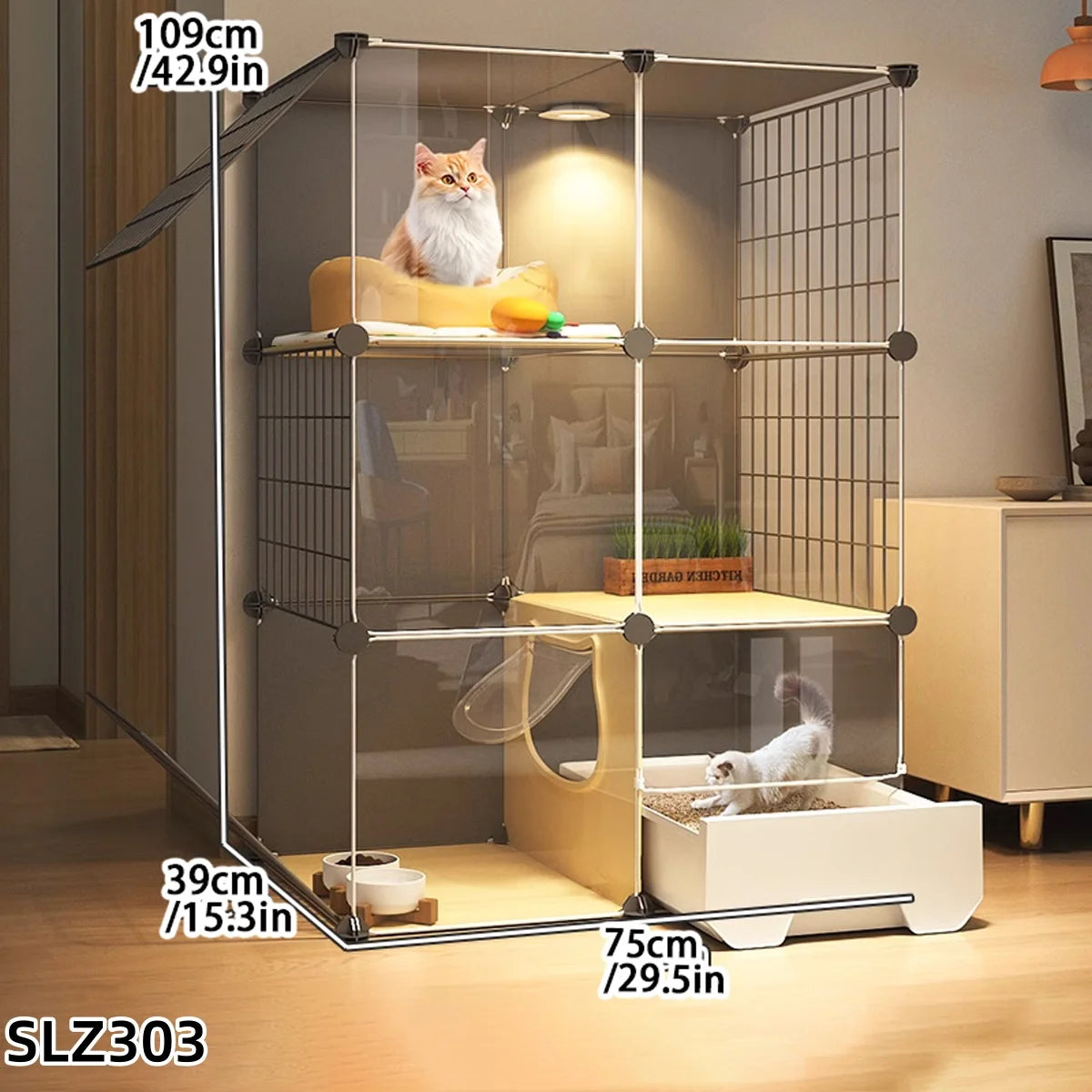 Cat Cage Household Indoor Small Apartment Toilet Cat Litter Box Cat Nest Integrated Cat Villa Cat House Does Not Occupy Space Em
