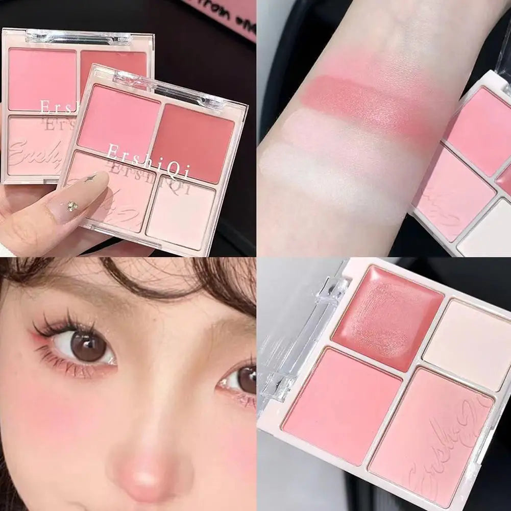 4 Colors Concealer Blush Cream Matte Highlight Contour Makeup All-in-one Palette Rose Hawthorn Cheek Tint Blusher Powder Makeup