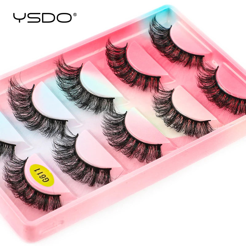 YSDO 5 pairs eyelashes makeup mink strip lashes dramatic eyelashes faux cils natural false eyelashes extension 3d mink eyelashes